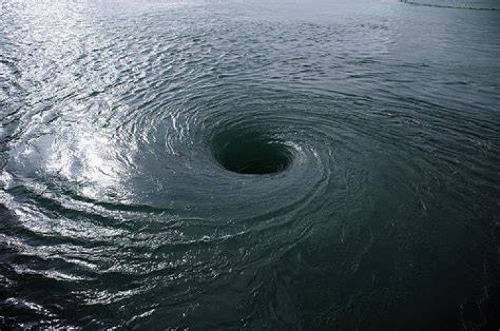 What causes whirlpools in lake piru?